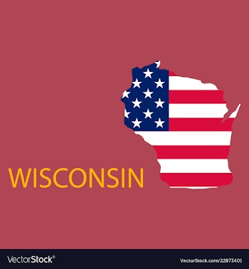 Wisconsin state of america with map flag print on vector image