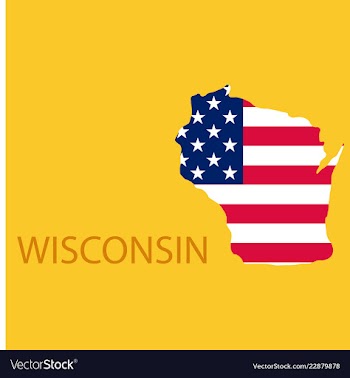 Wisconsin state of america with map flag print on vector image