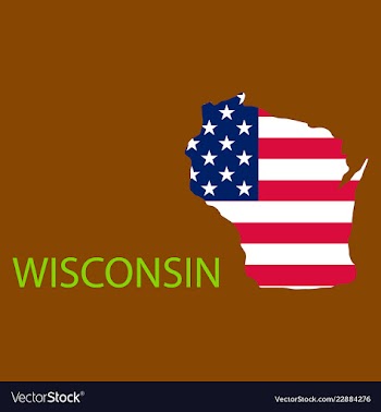 Wisconsin state of america with map flag print on vector image