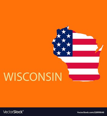 Wisconsin state of america with map flag print on vector image