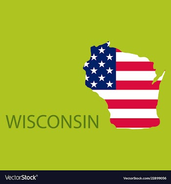 Wisconsin state of america with map flag print on vector image
