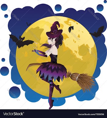 Witch and Full Moon11 vector image