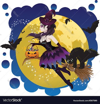 Witch and Full Moon5 vector image