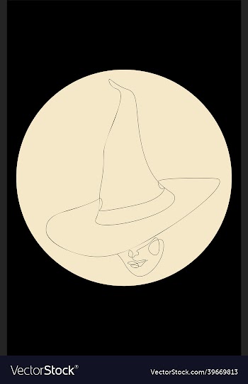 witch hat and face line art