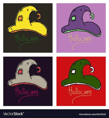 Witch hats isolated on background halloween vector image