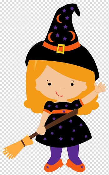 Witch holding broomstick , Witchcraft Halloween , Little Witch transparent background PNG clipart