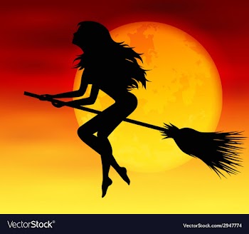  					Witch on background of the moon vector image														