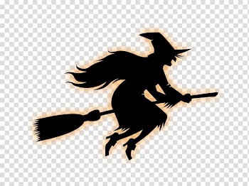 Witch riding a broom transparent background PNG clipart