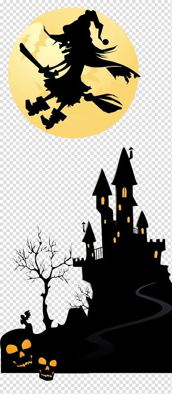 Witch riding on broomstick illustration, Halloween transparent background PNG clipart