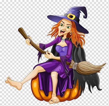 Witch sitting on pumpkin illustration, Halloween Witchcraft , Halloween Witch with Pumpkin transparent background PNG clipart