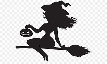 Witchcraft Broom Clip art - Witch on Broom Silhouette PNG Clip Art 
