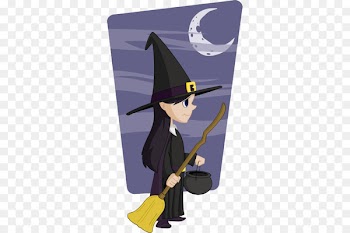 Witchcraft Drawing Royalty-free Illustration - The cartoon magic broom and the little witch 