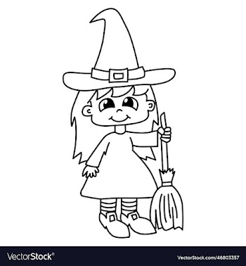witches cartoon coloring page for kids