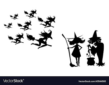 witches riding broom craft design