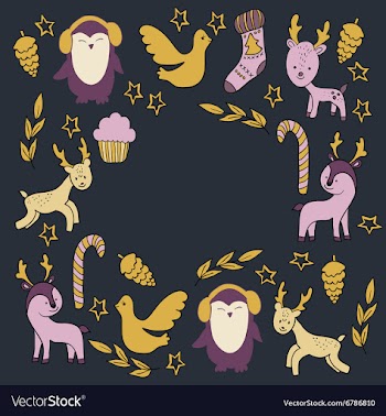 With animals and additional elements vector image