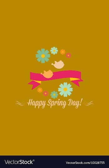 With birds ribbon flower and vector image