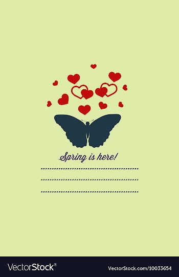 With butterfly hearts and vector image