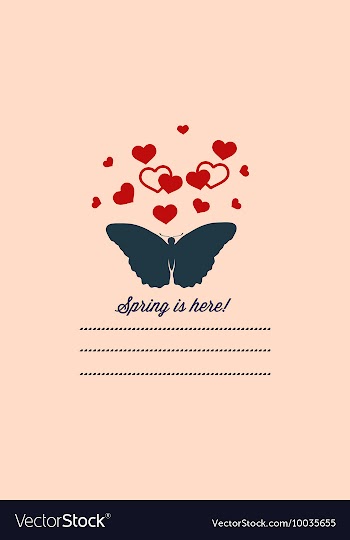 With butterfly hearts and vector image