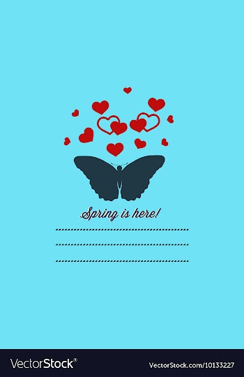 With butterfly hearts and vector image