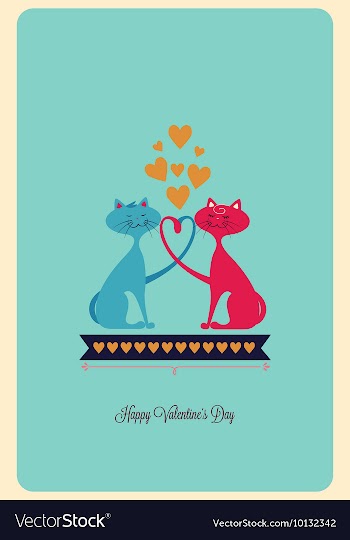 With cats heart ribbon and vector image