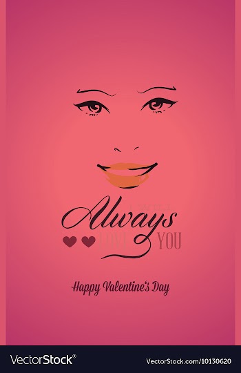 With face mouth hearts and vector image
