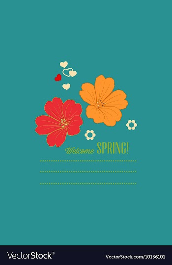 With flower hearts and vector image