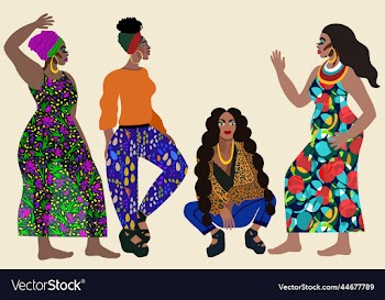 with four young attractive african