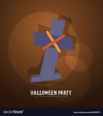 With halloween and graveyard cross vector image
