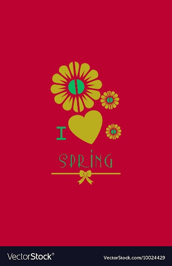 With heart flower spring and vector image