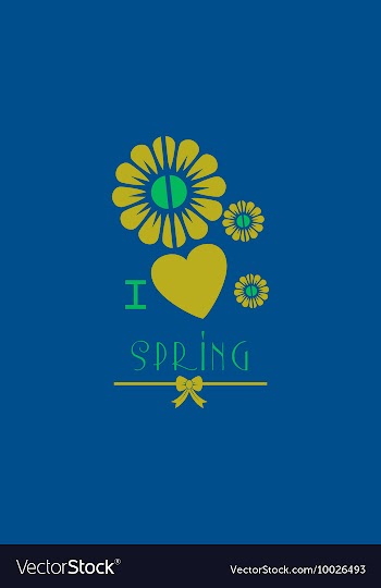 With heart flower spring and vector image