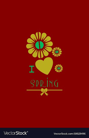 With heart flower spring and vector image