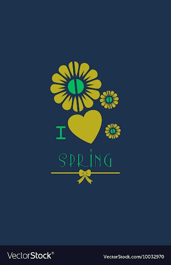 With heart flower spring and vector image