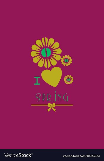 With heart flower spring and vector image