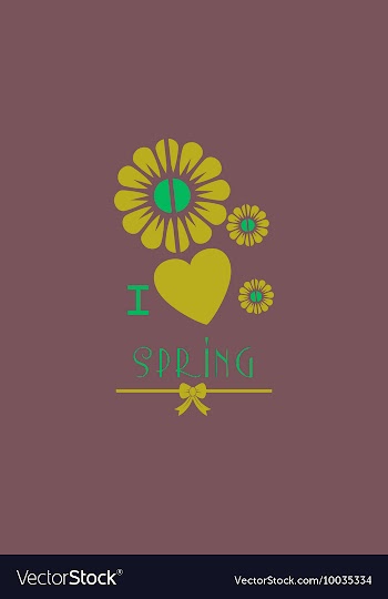 With heart flower spring and vector image