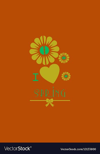With heart flower spring and vector image