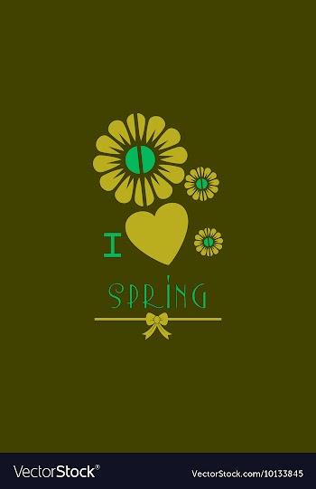 With heart flower spring and vector image