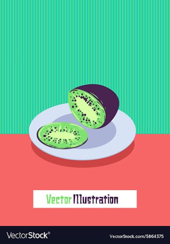 With kiwi sliced on a plate vector image