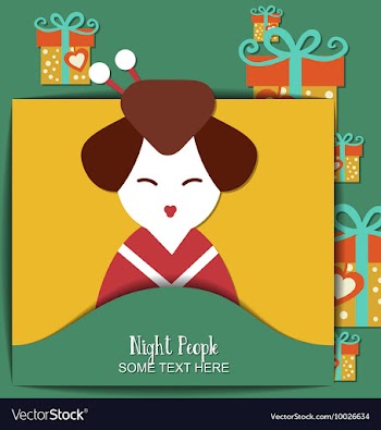 With people and geisha vector image