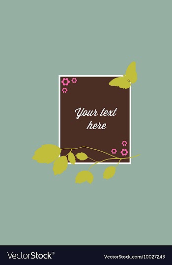 With photo butterfly branche and vector image