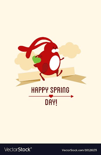 With rabbit ribbon clouds and vector image