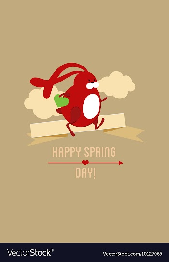 With rabbit ribbon clouds and vector image