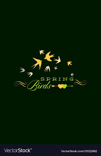 With spring birds and vector image