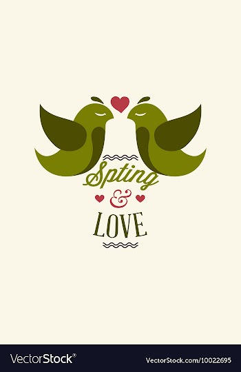 With spring birds and vector image