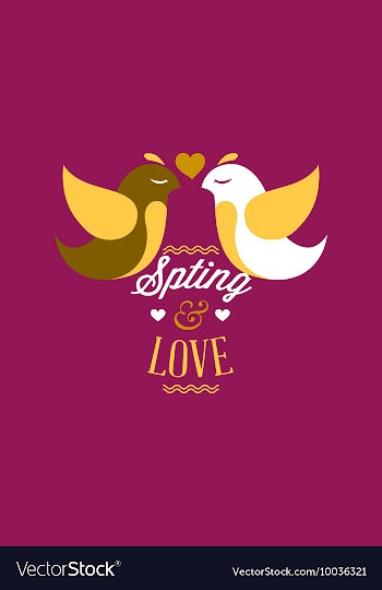 With spring birds and vector image