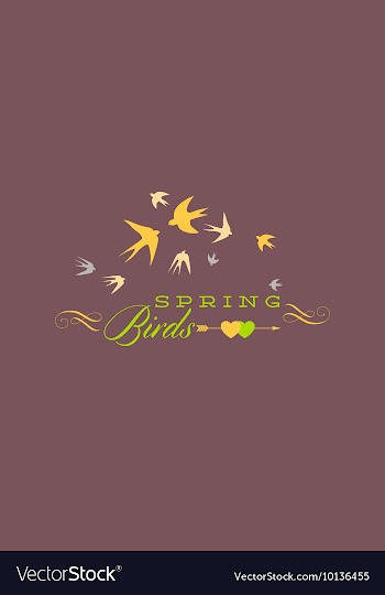 With spring birds and vector image