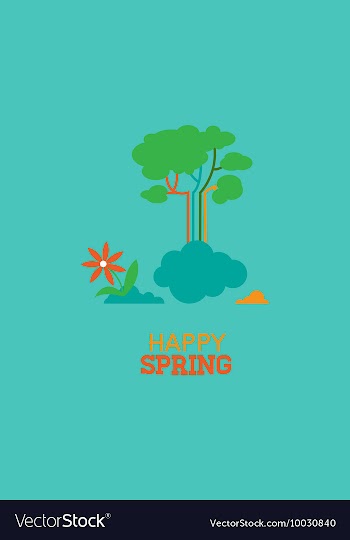 With spring clouds and vector image