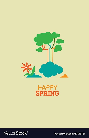 With spring clouds and vector image