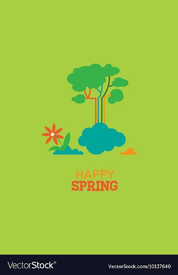 With spring clouds and vector image