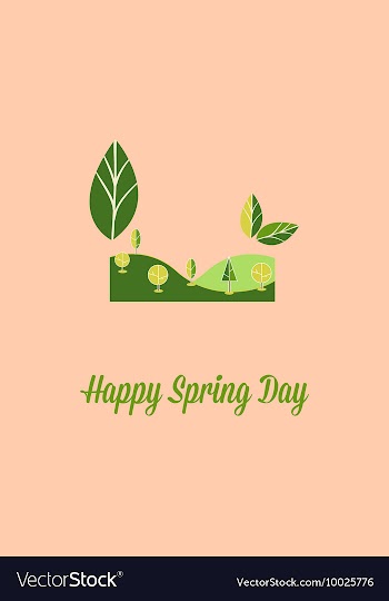With spring leafs and vector image