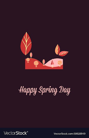 With spring leafs and vector image